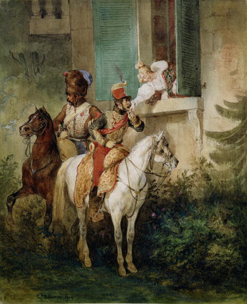 The Hussar's Adieu by Joseph-Louis-Hippolyte Bellange